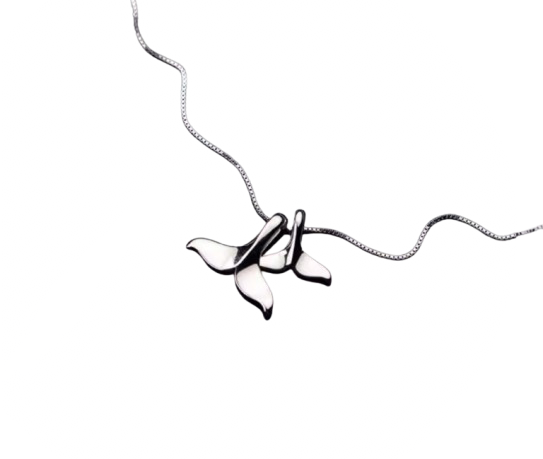 Mother and calf whale tail necklace