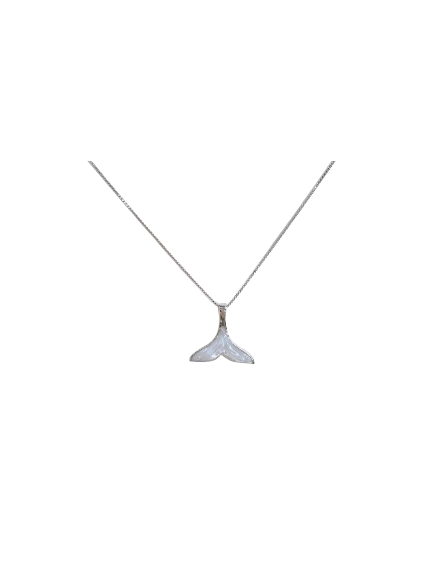Mother of pearl whale tail necklace