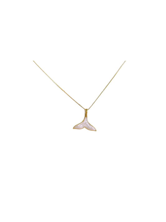 Mother of pearl whale tail necklace