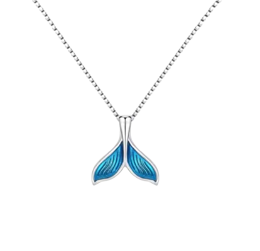 Blue whale tail necklace