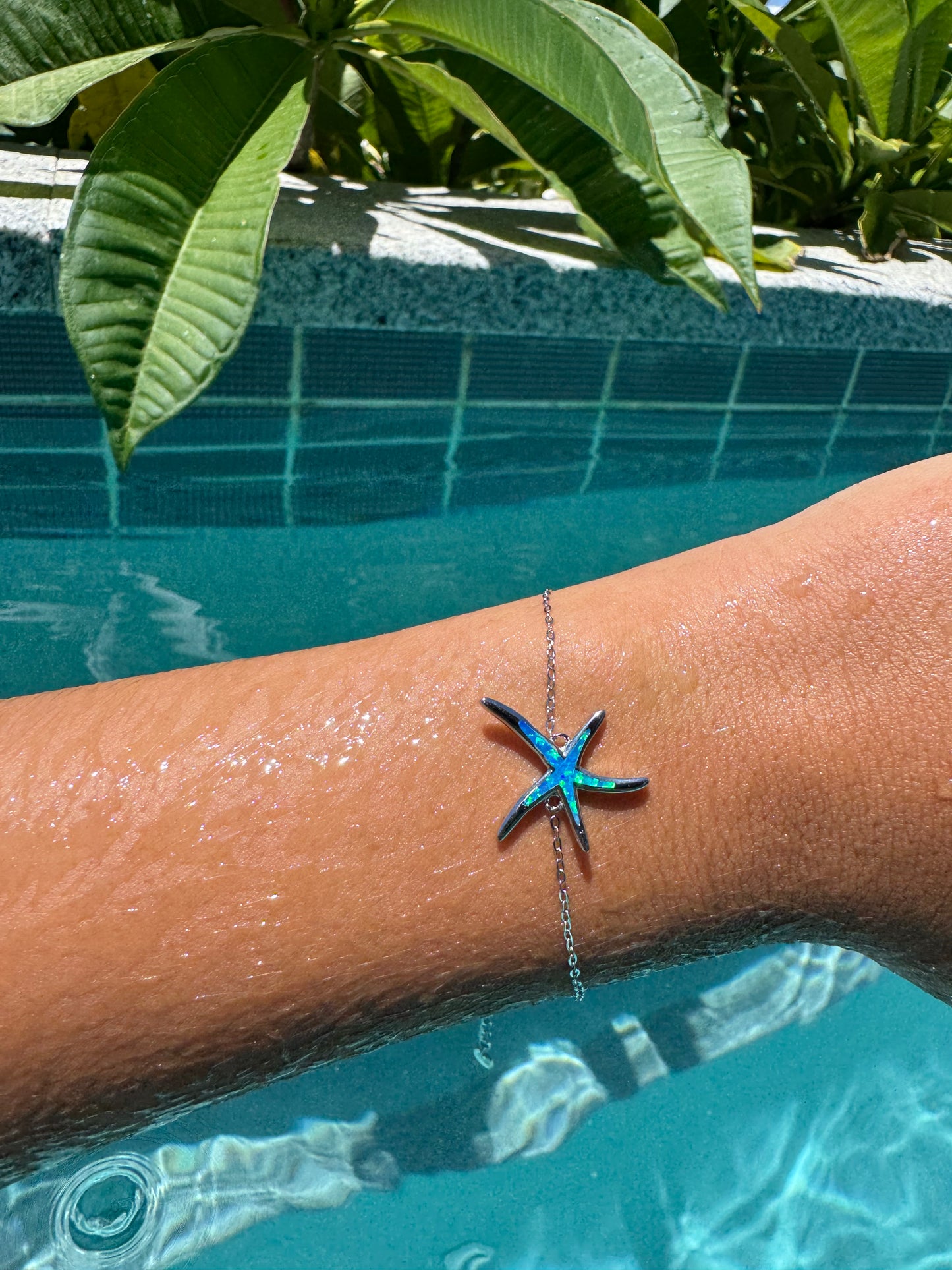 Blue opal starfish bracelet