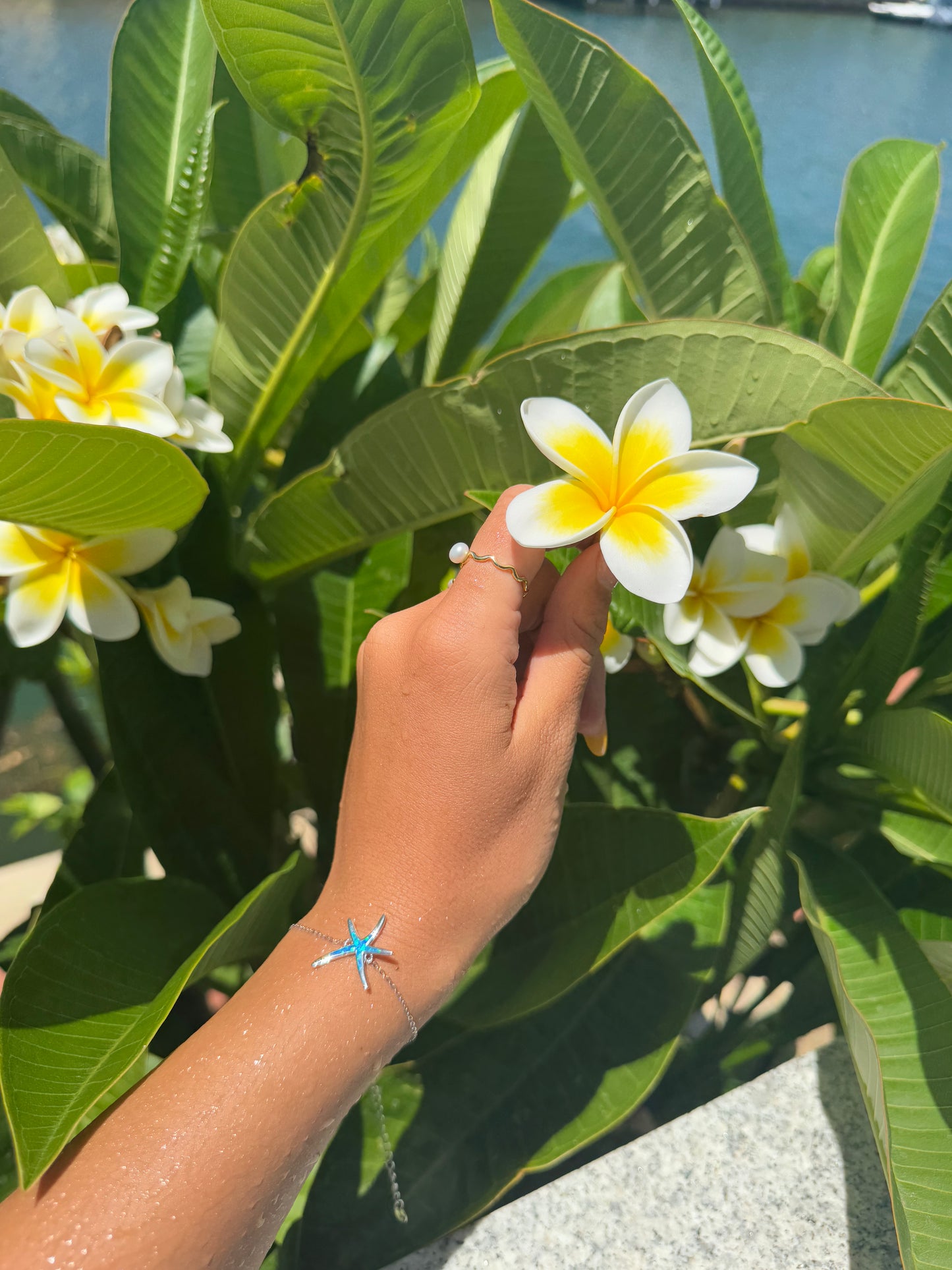 Blue opal starfish bracelet